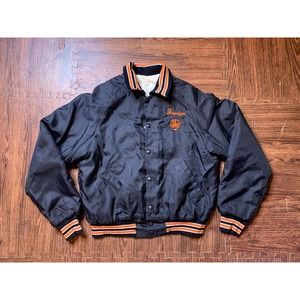 Vintage Satin Varsity Bomber Jacket Black  Mens Nylon Byron tigers